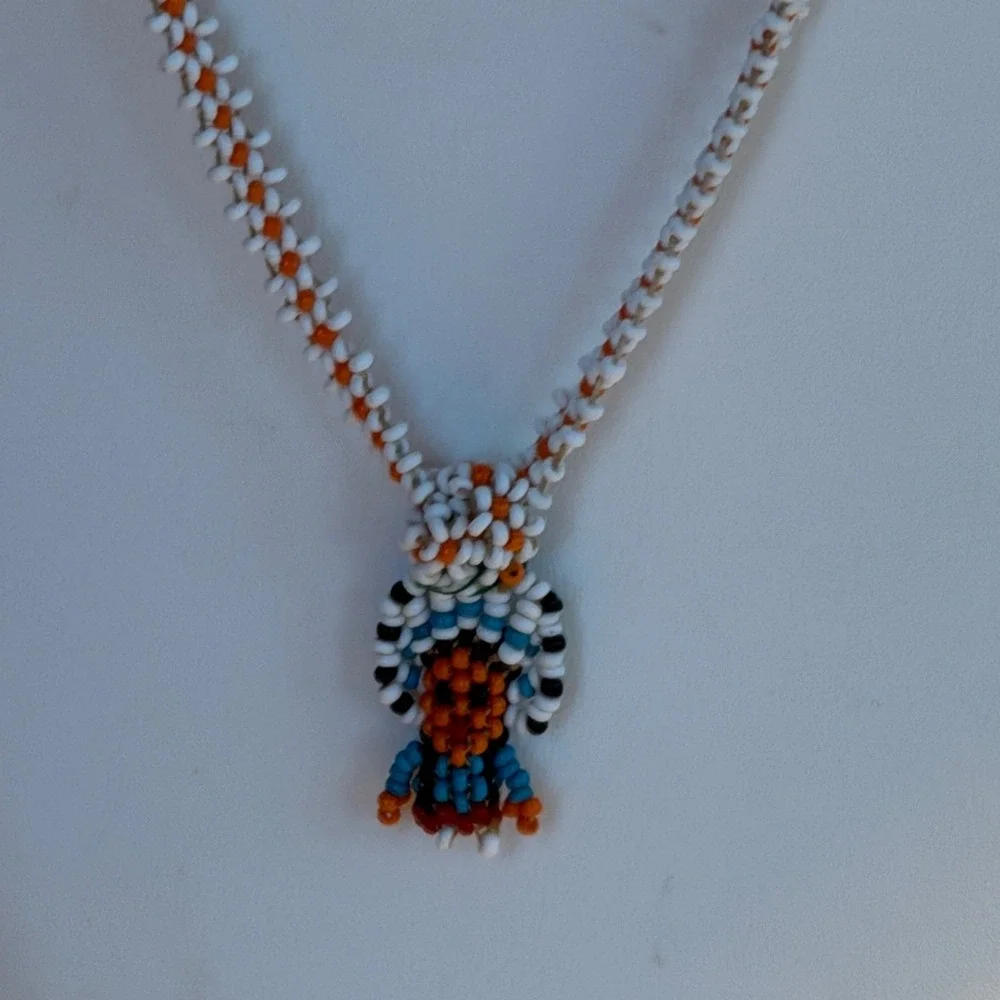 vintage Native American seed bead doll necklace